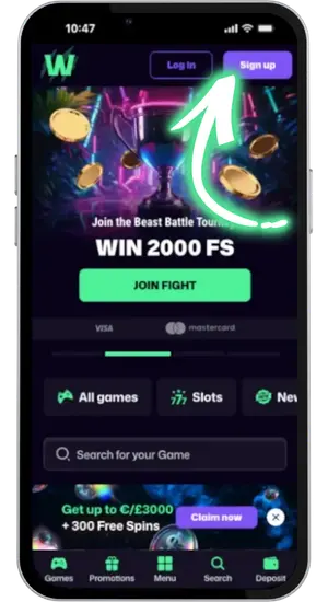 Open casino app or mobile browser to play Big Bass Bonanza 1000