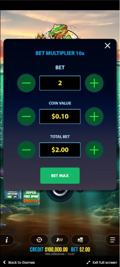 Big Bass Bonanza 1000 Bet Screen
